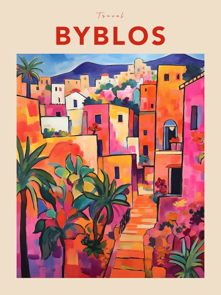 Byblos Lebanon 2 Fauvist Travel Poster