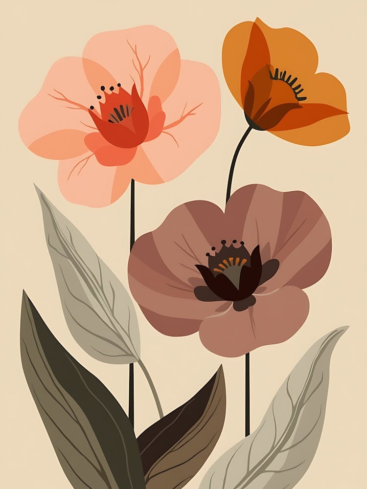 Muted Color Flower Prints | Cozy & Modern Botanical Decor