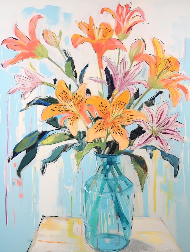 Flower Painting Fauvist Style Gloriosa Lily 1