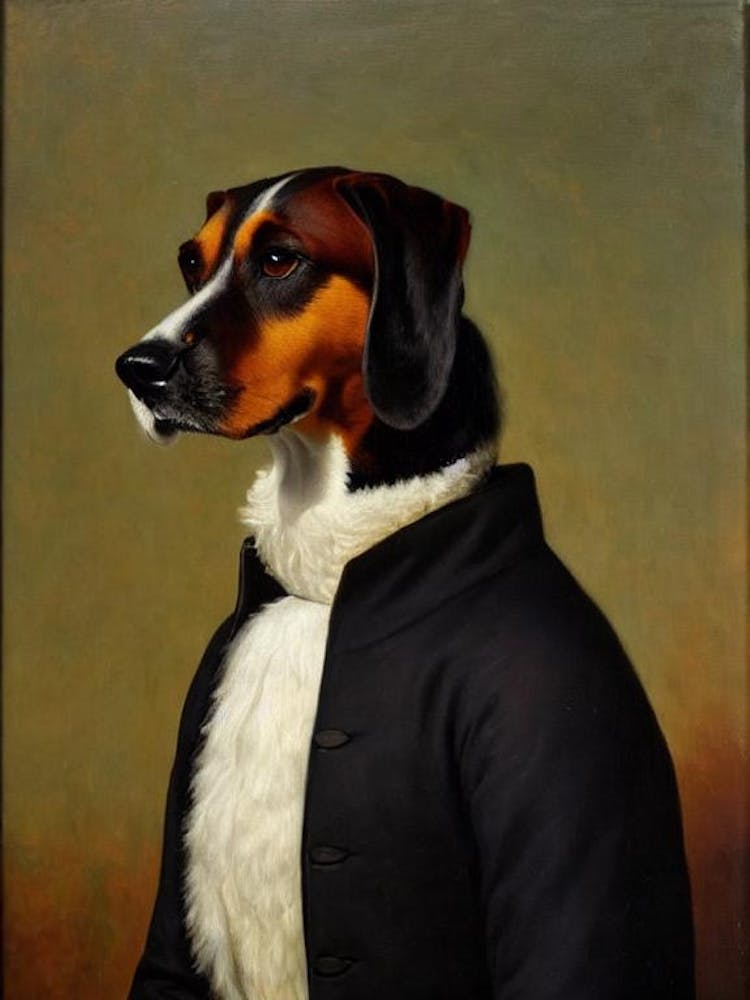 American Foxhound 2 Renaissance Portrait Oil Painting
