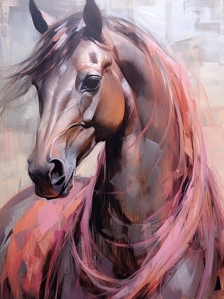 Horse Head Painting Close Up Pink Tones