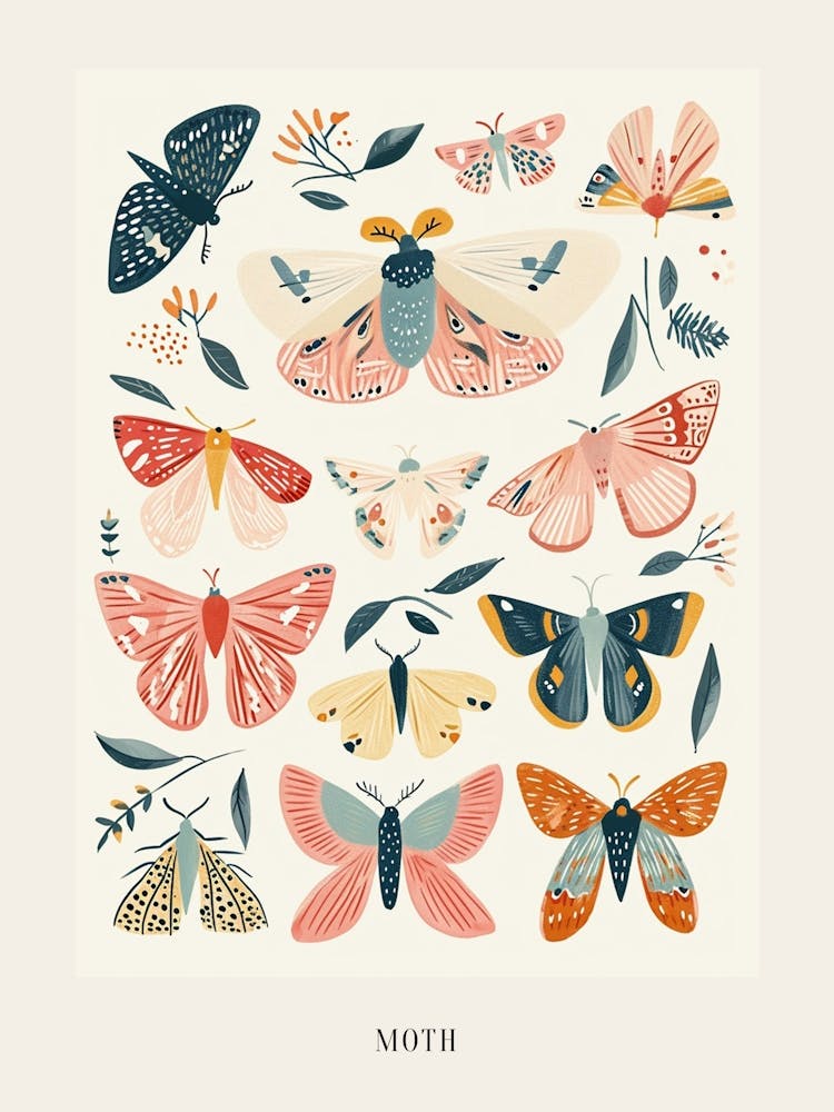 Colourful Insect Illustration Moth 41 Poster