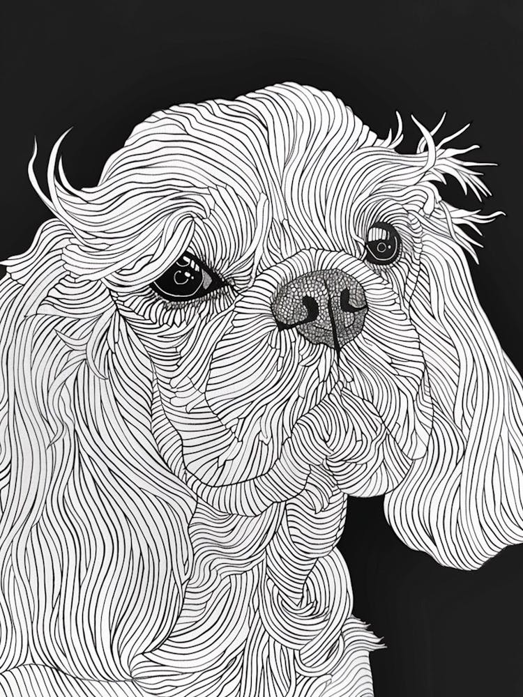 English Toy Spaniel Dog Line Sketch 2