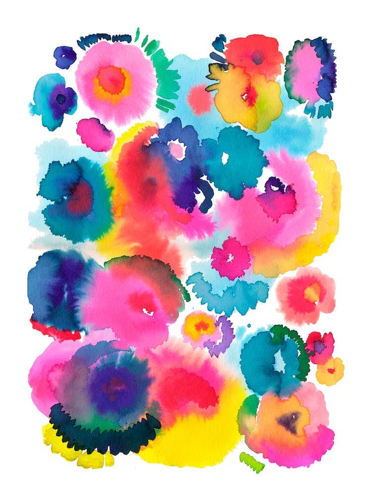 Ink Painterly Colorful Floral