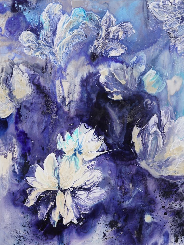 Blue And Purple Flower Painting
