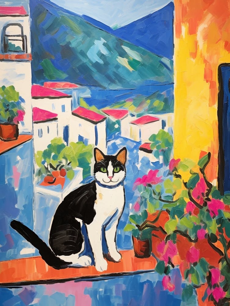 Painting Of A Cat In Ravello Italy 2