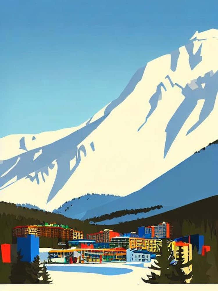 Grandvalira, Andorra Midcentury Vintage Skiing Poster