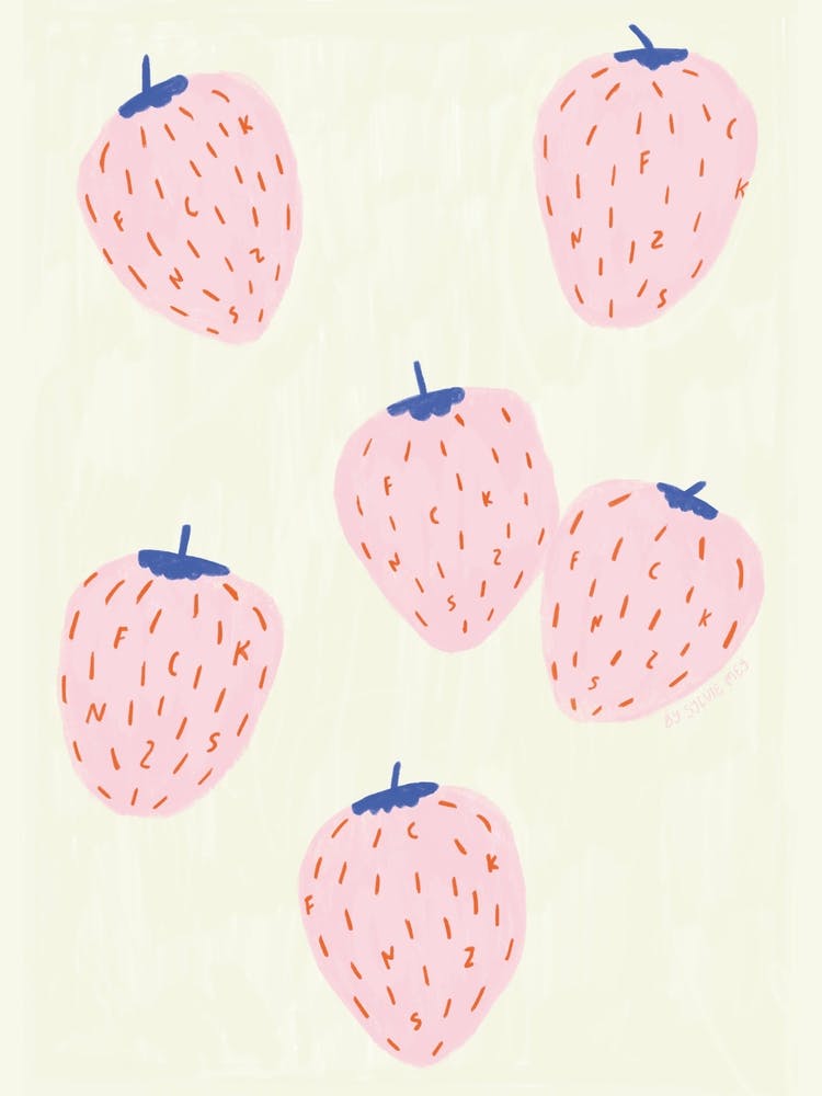 Strawberry Illustration with hidden Typography »FCK NZS«