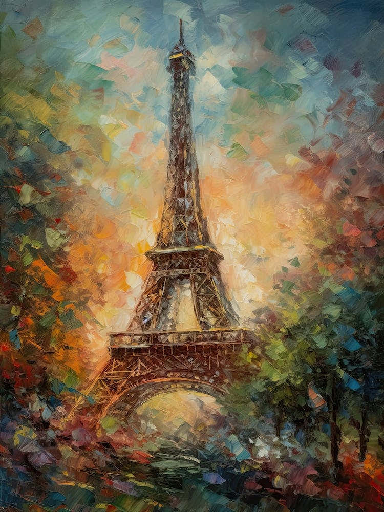 Eiffel Tower Paris France Monet Style 5