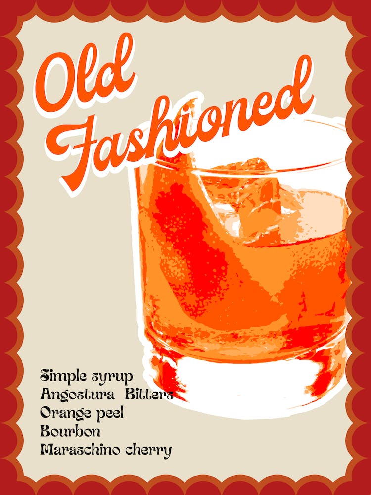 Old Fashioned Cocktail Bar Kitchen Print