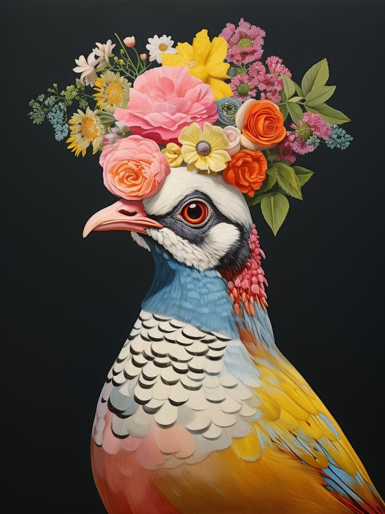 Bird With A Flower Crown Partridge 1