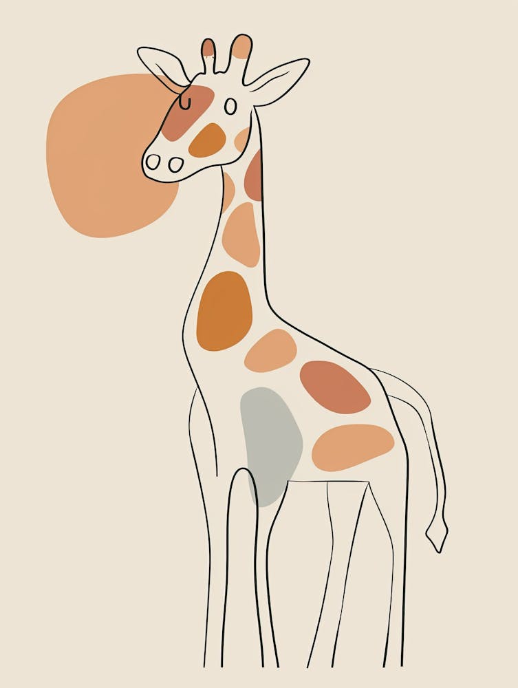 Giraffe - Boho, Linienkunst 3