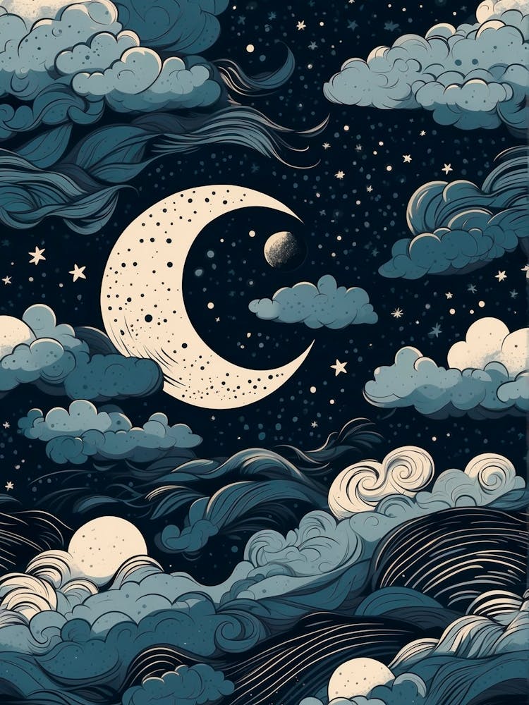 Mond und Wolken
