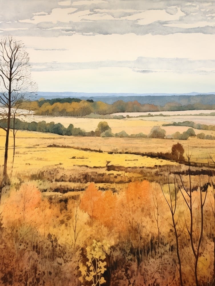 Autumn National Park Painting The New Forest England Uk 3
