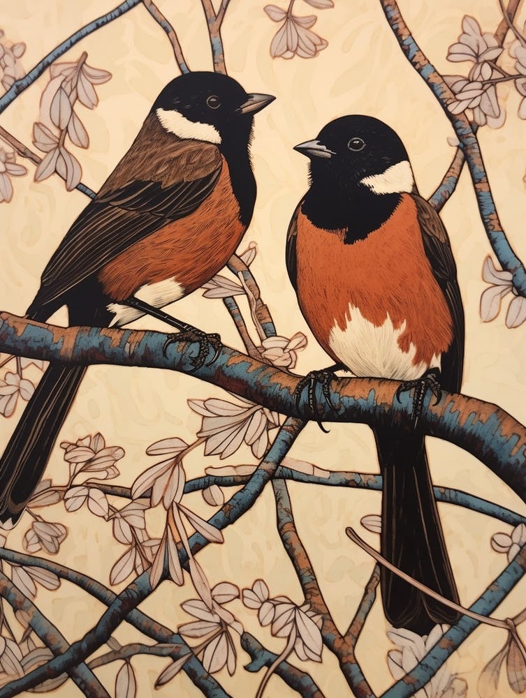 Art Nouveau Birds Poster Magpie 4