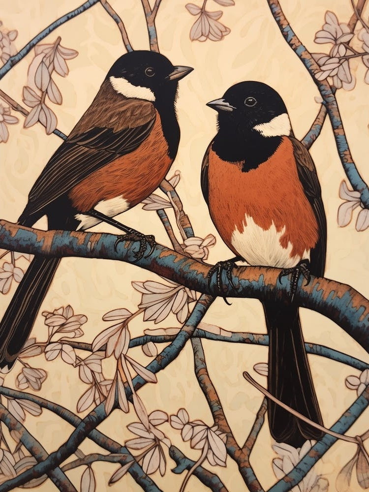 Art Nouveau Birds Poster Magpie 4