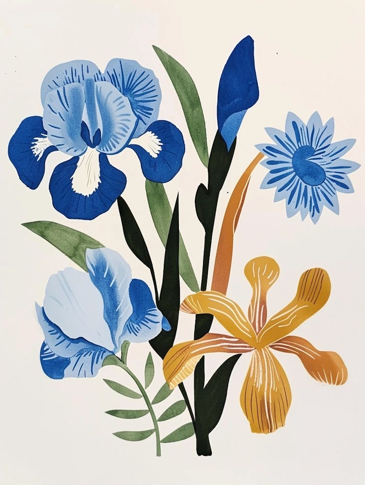 Painted Florals Iris 3