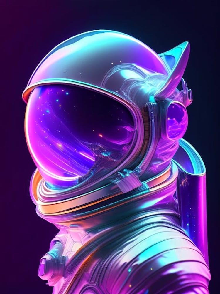 Futuristic Astronaut In Spacesuit Holographic Illustration
