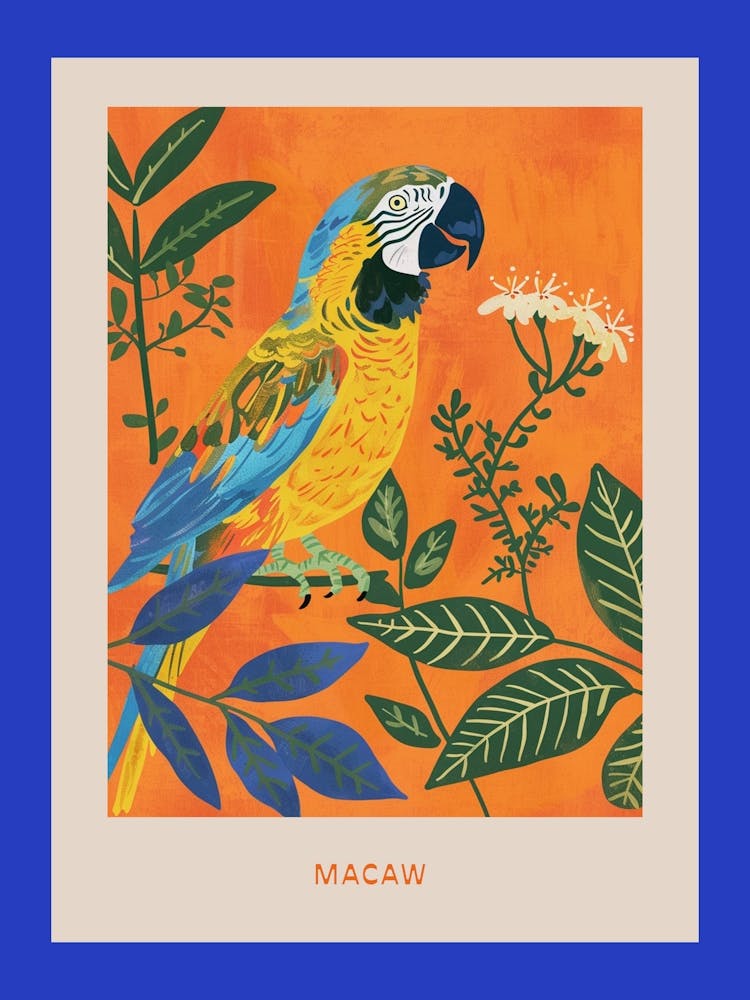 Spring Birds Poster Macaw 3