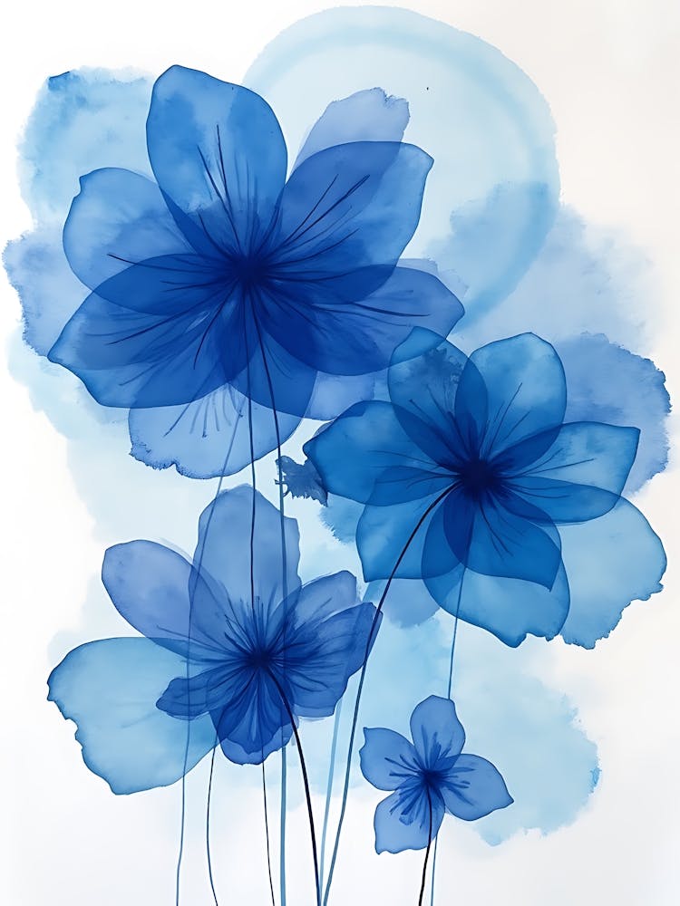 Dreamy Watercolor Blue Blossoms