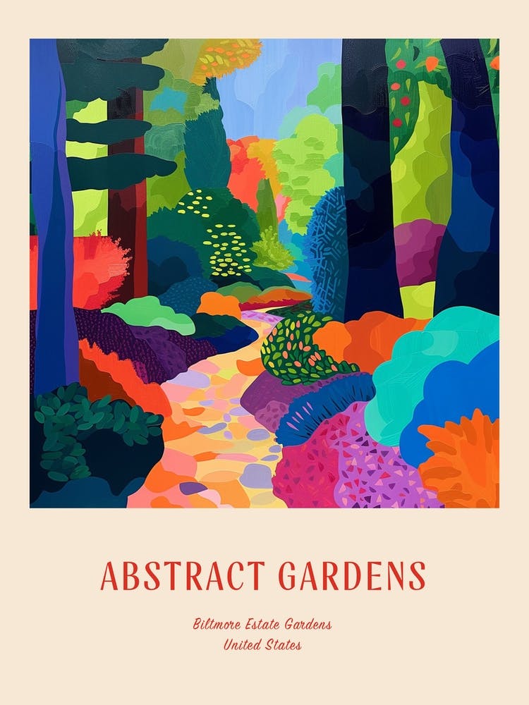 Colourful Gardens Biltmore Estate Gardens Usa 4 Red Poster