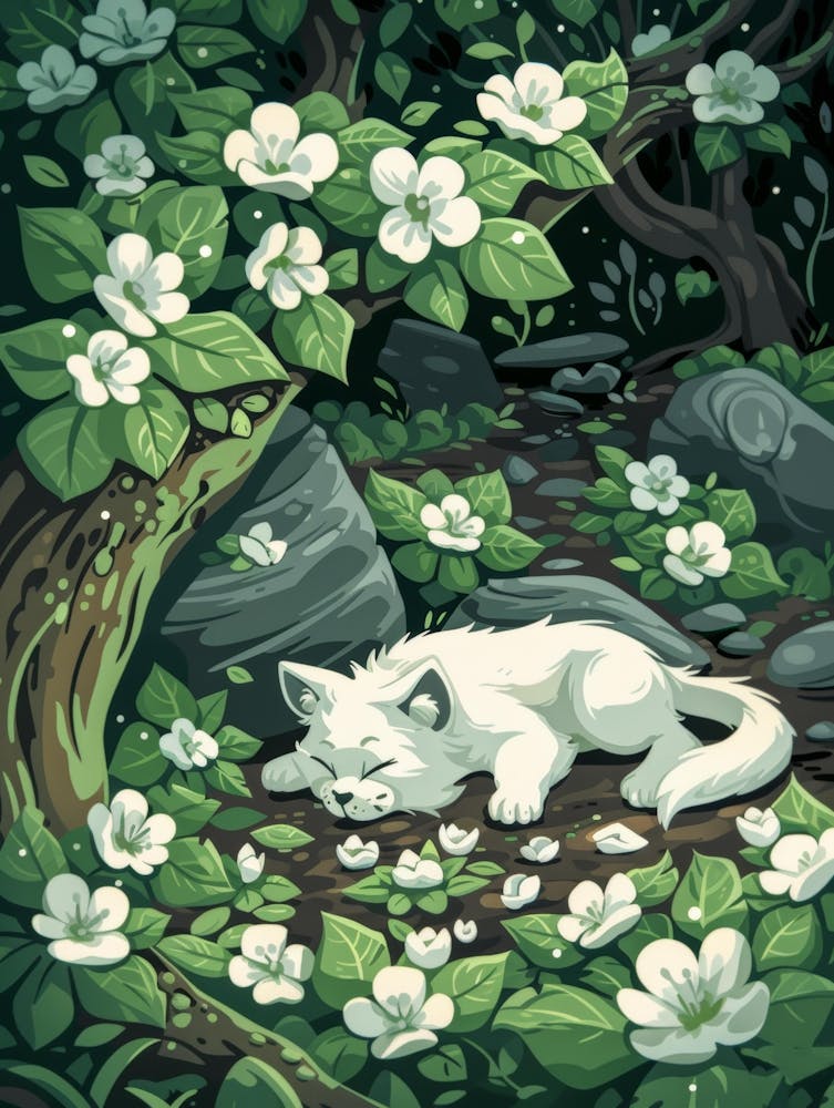 White Cat In The Forest