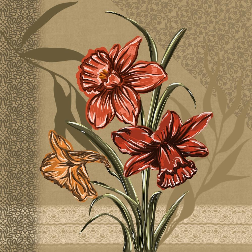 Cottagecore Flowers and Lace Collage Aesthetic - Botanique Vintage Florale Exotique Peinture Numérique
