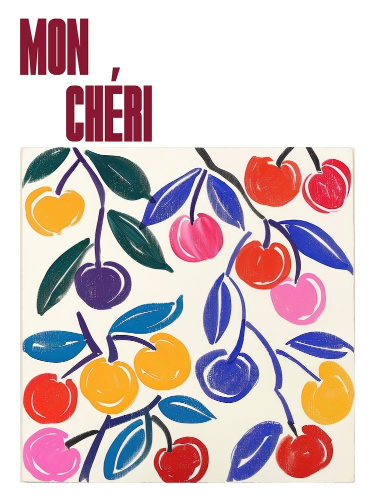 Mon Cheri Poster Cherries Matisse Style 12