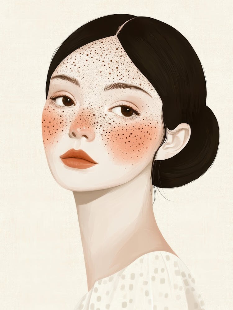 Asian Girl With Freckles