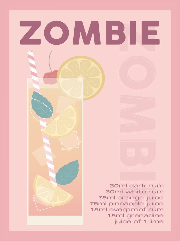 Pink And Burgundy Zombie Cocktail