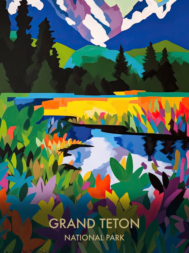 Grand Teton National Park Travel Poster Matisse Style 5