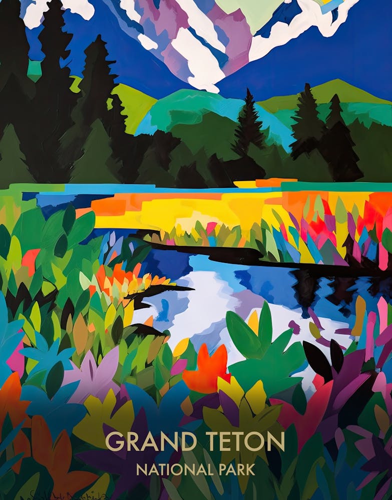 Grand Teton National Park Travel Poster Matisse Style 5