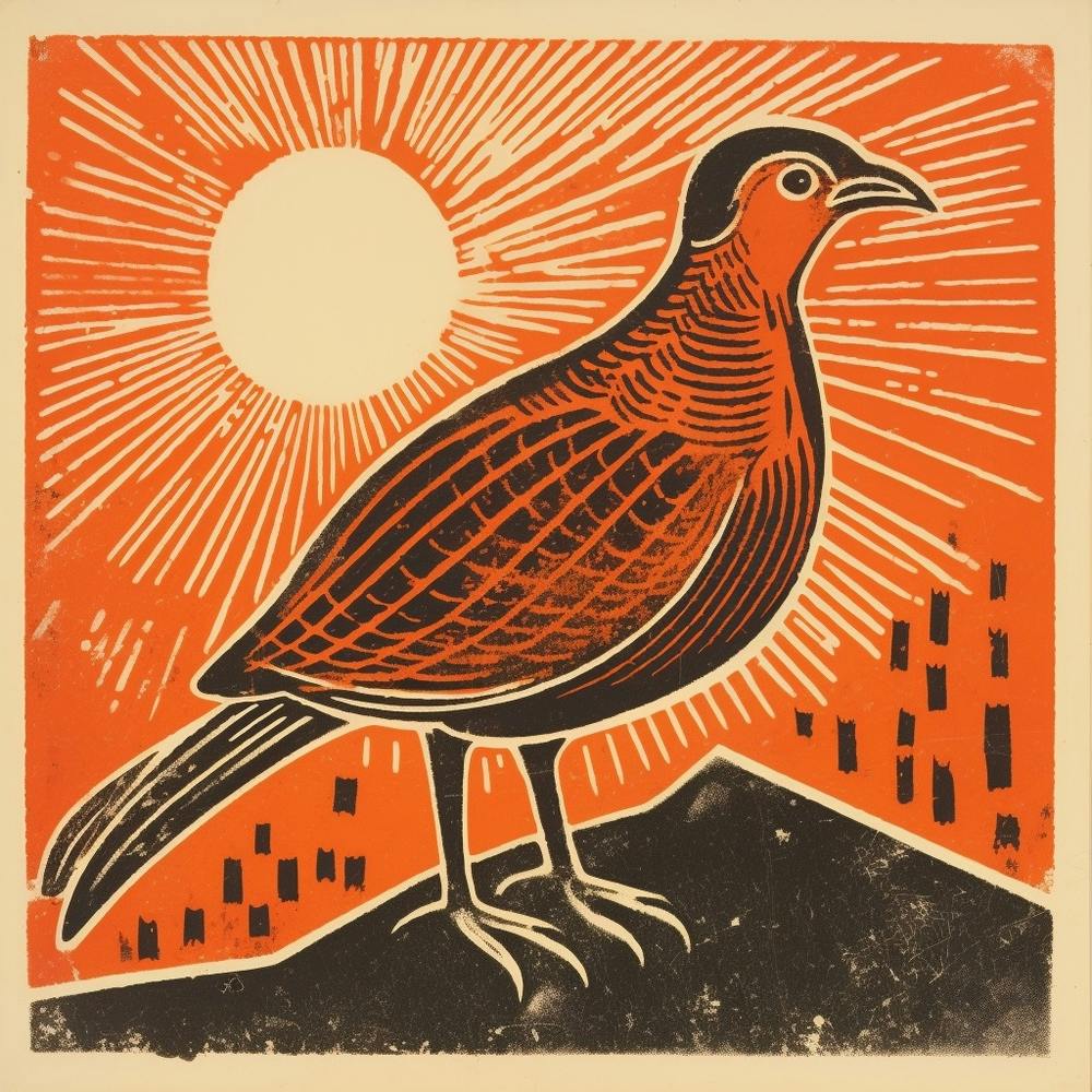 Retro Bird Lithograph Partridge 1