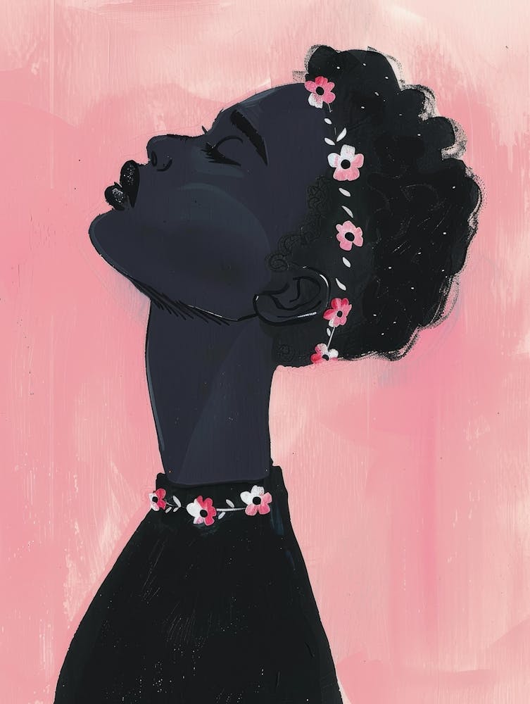 Black Girl With Flowers 3