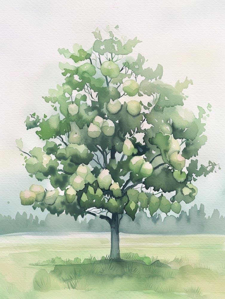 Pear Tree Atmospheric Watercolour Painting 4