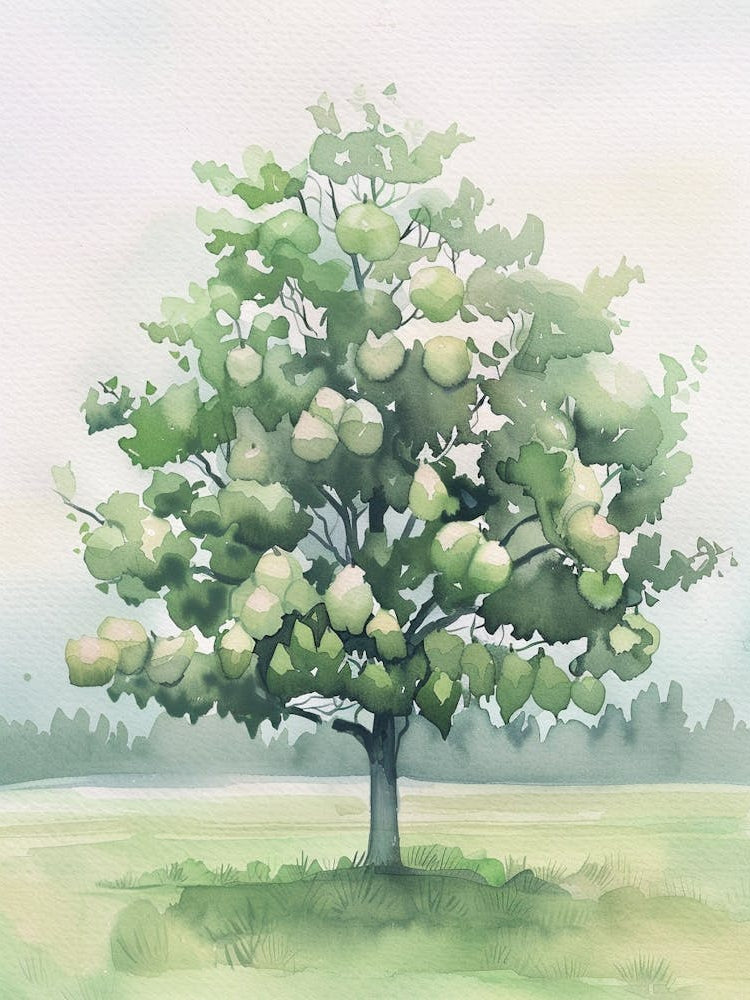 Pear Tree Atmospheric Watercolour Painting 4