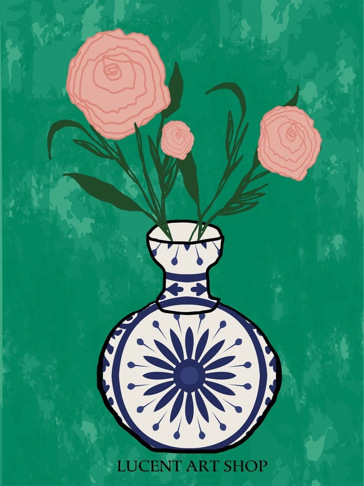 Pink Roses In A Vase 1