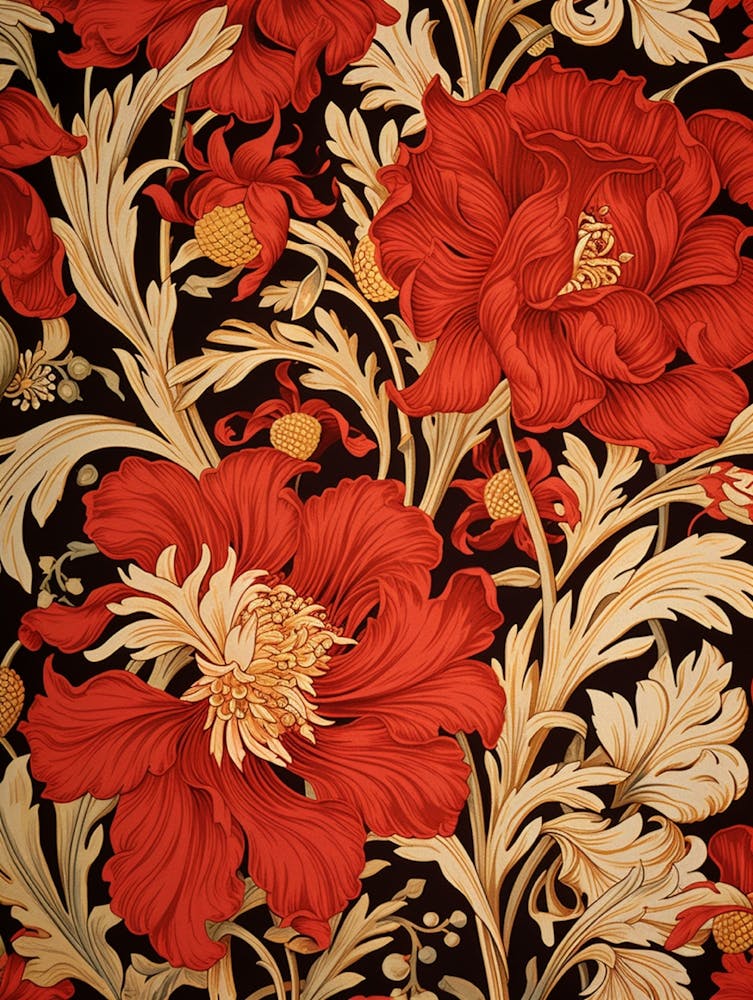 Red And Gold Floral Pattern