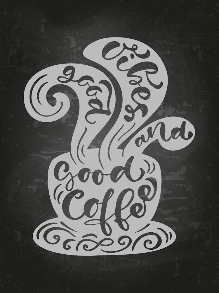 Good Coffee Calligraphy — coffee poster, kitchen art print, kitchen wall decor