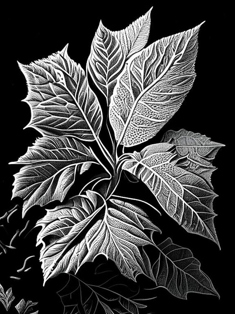 Walnuts Leaf Linocut