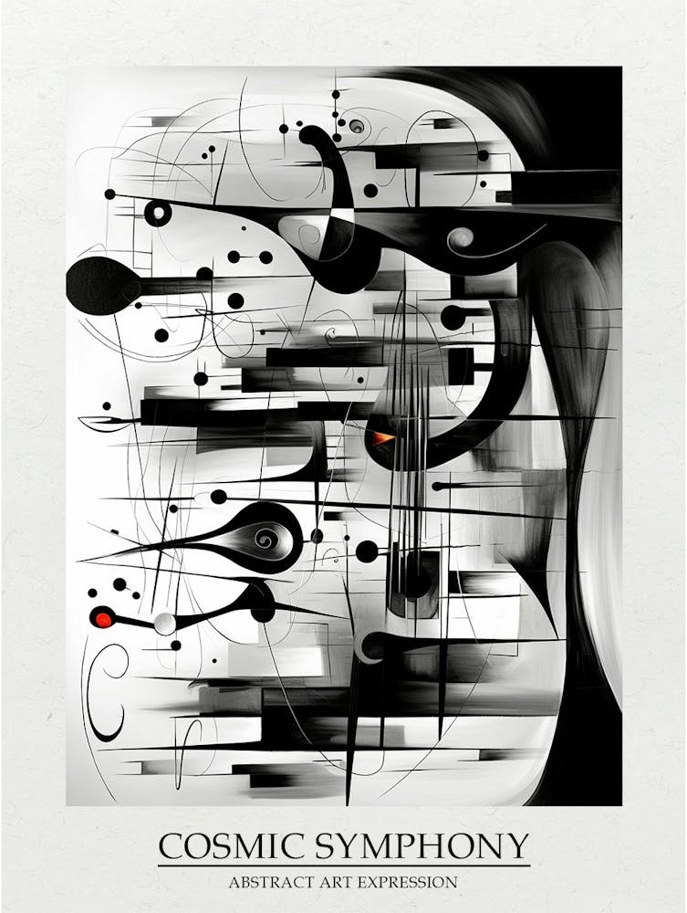 Cosmic Symphony Abstract Black And White 4 Poster