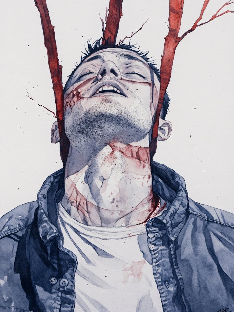 Man With Blood On His Head