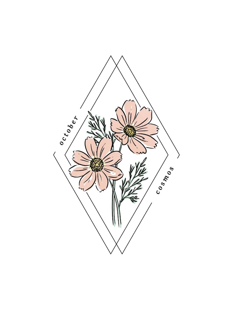 Oktober Kosmos Geburtsblume | Diamantrahmen
