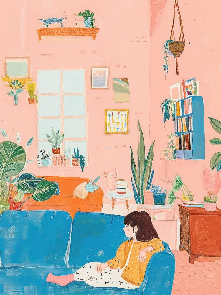 Girl Chilling Lo Fi Kawaii Illustration 3