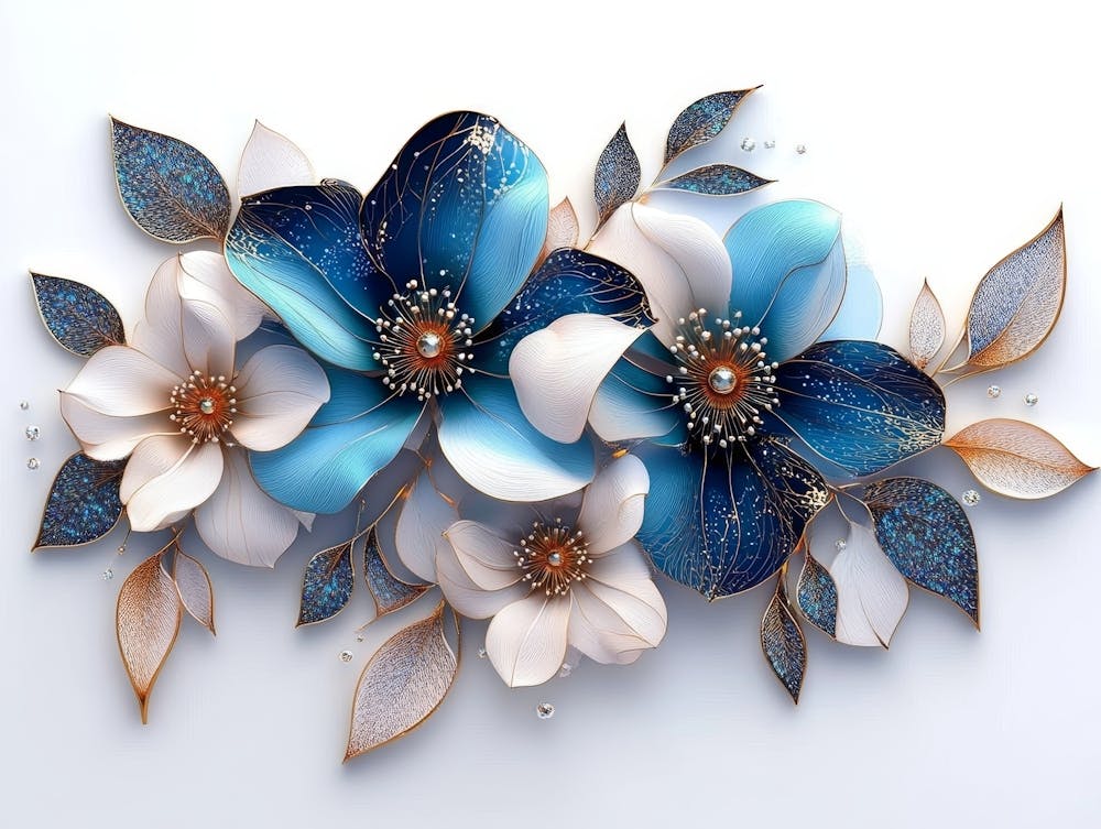Fleurs 3D Fond Blanc
