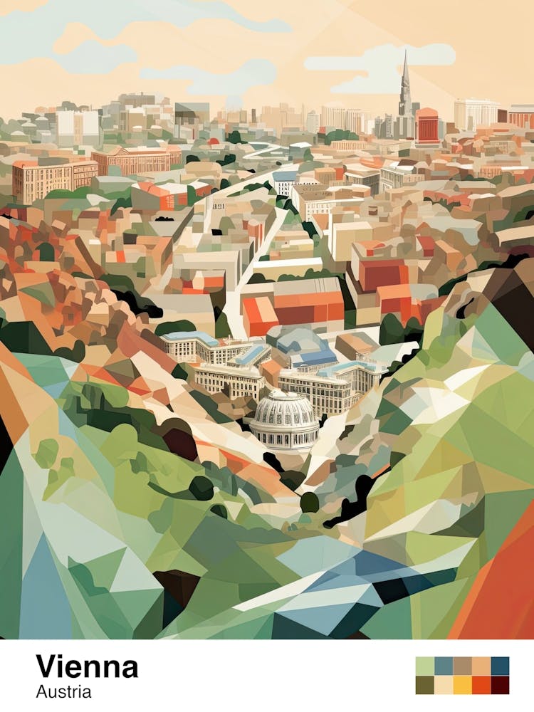 Vienna, Austria, Geometric Illustration 4 Poster