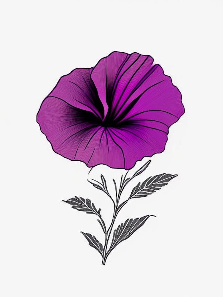 Petunia Floral Minimal Line Drawing 2 Flower