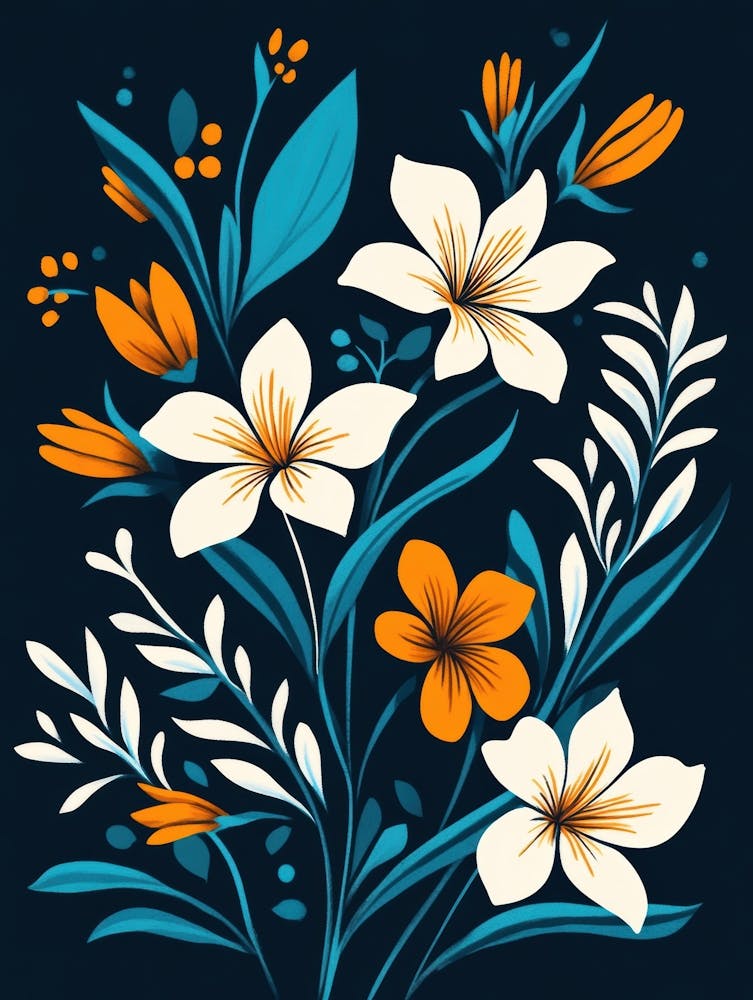 Flowers On A Black Background 10