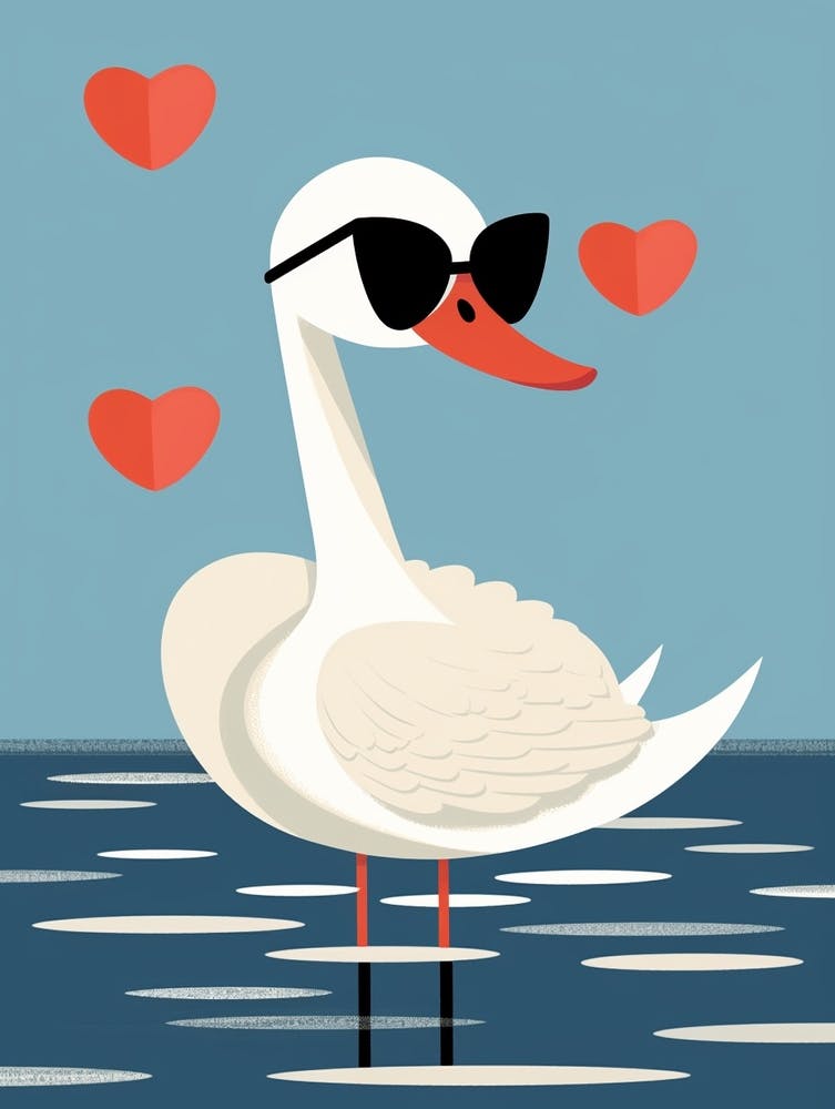 Little Swan Wearing Sunglasses