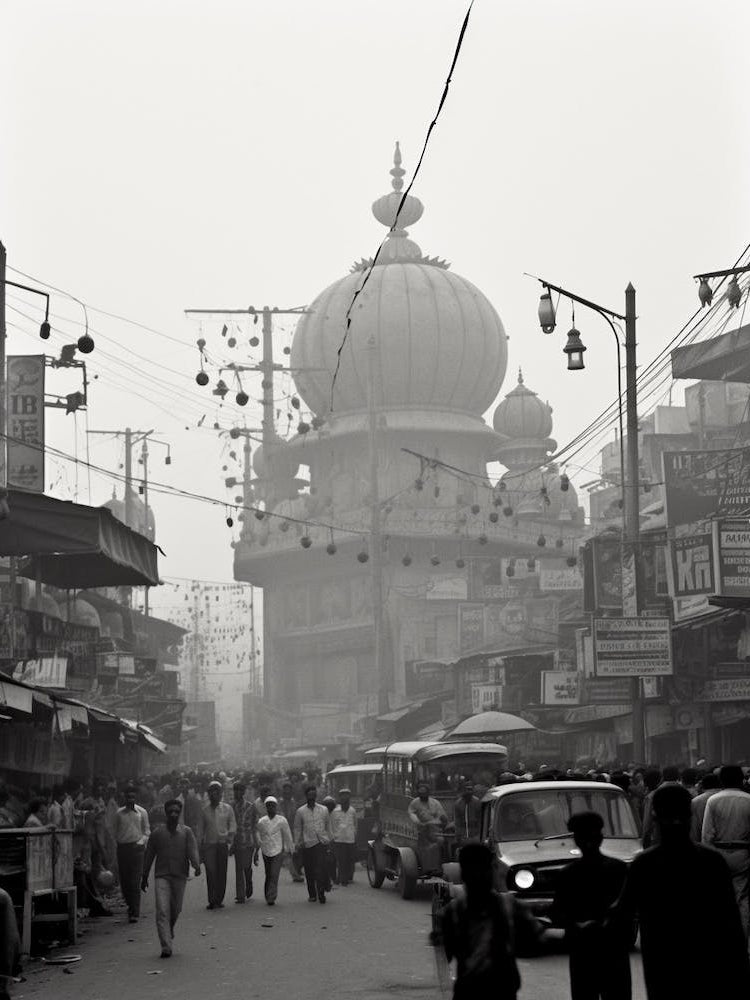 Delhi, India, Black And White Old Photo 1